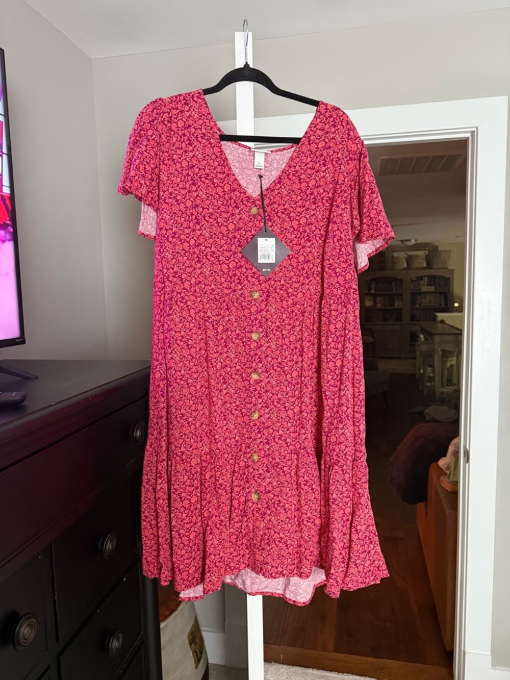Ava & Viv Pink Floral Midi Dress